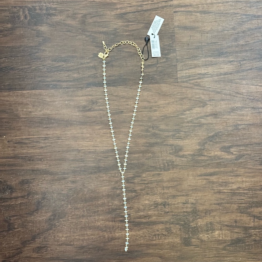 WHBM baguette crystal Y necklace